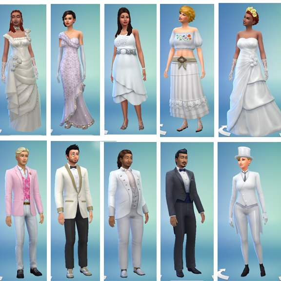 From traditional to casual, there are many different options for dressing up your SIms for their wedding. This doesn't even take into account all the custom content fans of the game make available online.