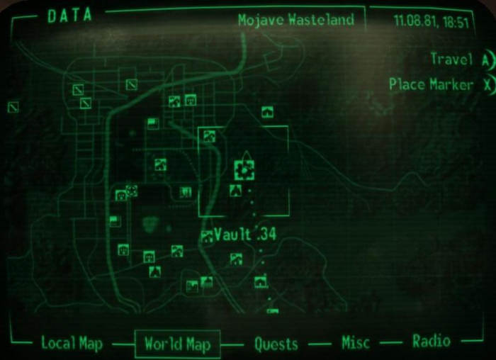Vault 34 Marked, most other locations found after completing Vault 34.