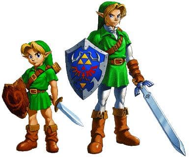 The child and adult versions of Link from "Ocarina of Time." The child version appears again in "Majora's Mask."