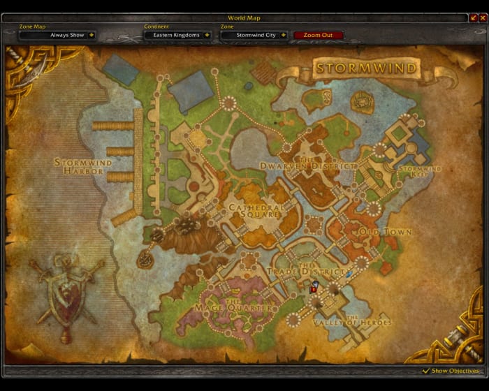 Asking city guards where to find the Guild Master or vendors will mark the location of the Visitor Center on your map.