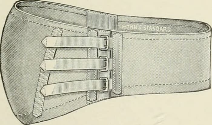 An example of an abdominal hernia belt. It is similar to a back support or weightlifting belt and is meant to keep your gut in place.