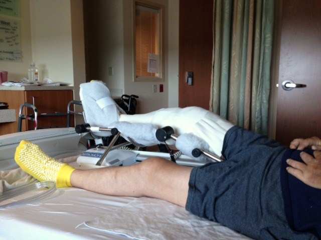 The CPM is used right after surgery while in the hospital. Another machine which is delivered to your home (depending on your insurance) is also used for up to 21 days.