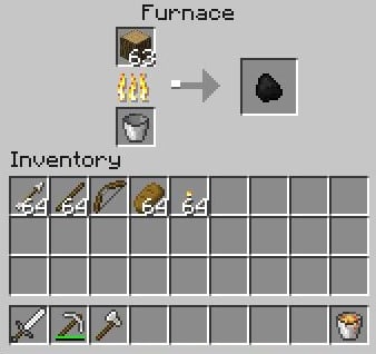 Crafting charcoal requires a furnace, a fuel source and blocks of wood.
