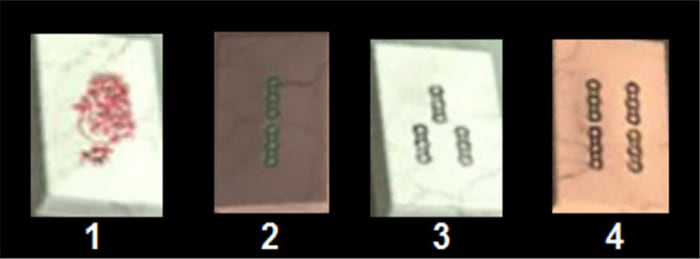 Each of the four numbered tiles will match a directional tile by color. These will indicate the order in which the tower should be hit.