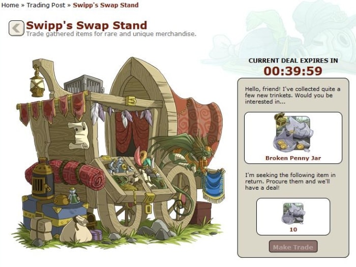 Swipp always has rare items for you ... if you have the materials he needs.