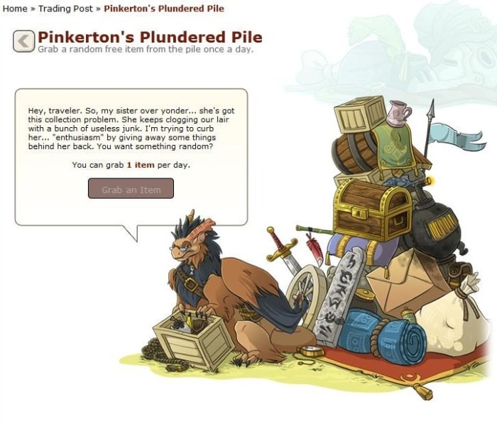 Pinkterton doesn't always give rare items, but you'll love him when he does.