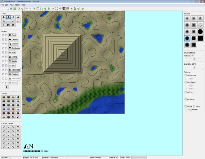 The pyramid tool is a fun way to add large, realistic structures to a desert world.