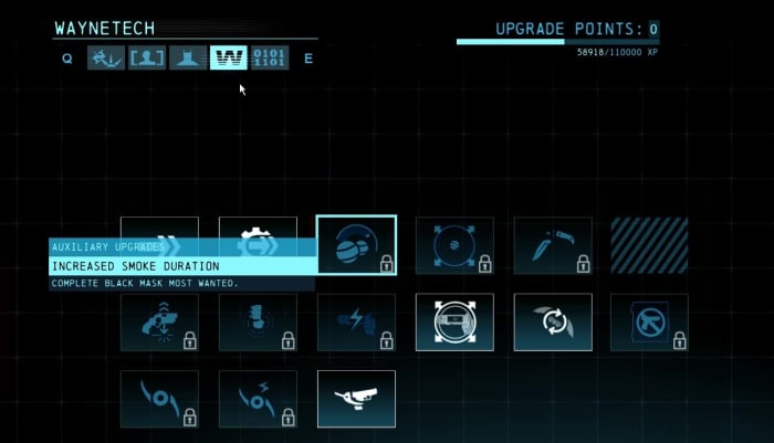 These upgrades can only be leveled up by completing a series of missions or by completing the dark knight system.
