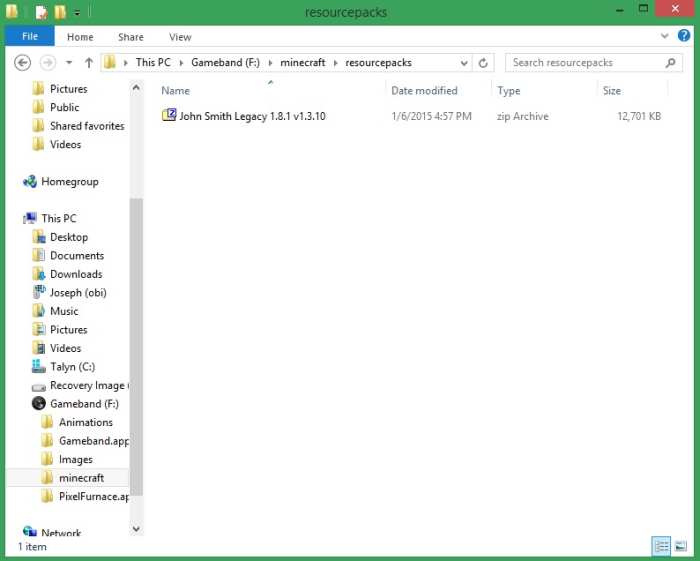 You can copy and paste any resource pack to Gameband, just as you normally would.