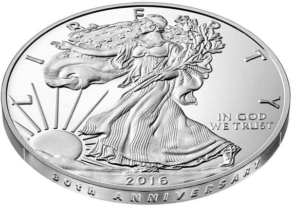 2016-W 30th anniversary edge-lettered burnished silver eagle. In and NGC holder in MS69 grade, they sell for around $50.