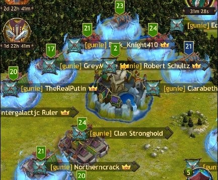 A "Vikings: War of Clans" clan, gathered in their stronghold.