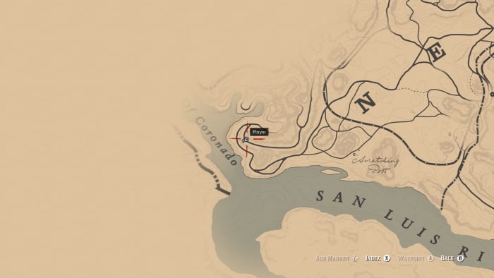 The location of where you can find the hanging body. Also there's a dead monk in this area in case you wanted to know that for whatever reason.