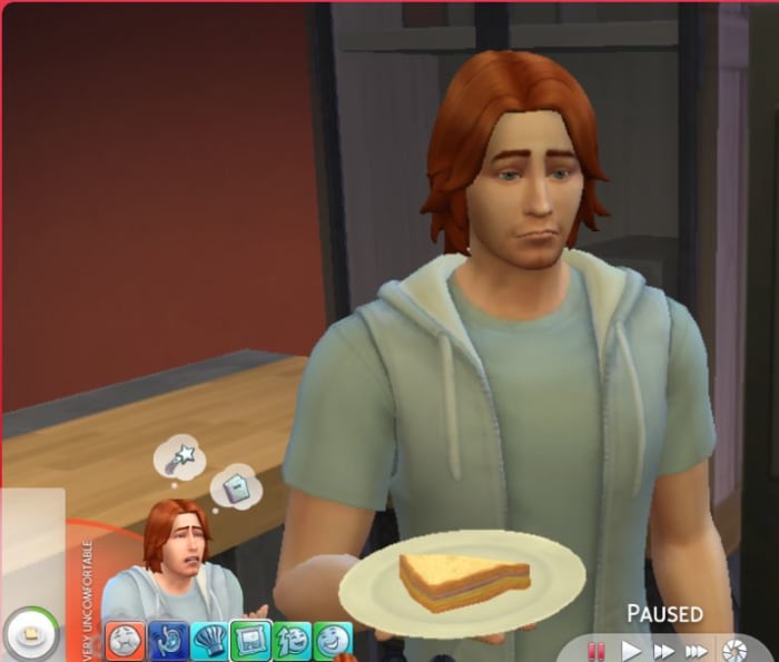But he went into the fridge, ignored all the vegetarian options and grabbed a ham sandwich for himself . . . and continues to eat it.