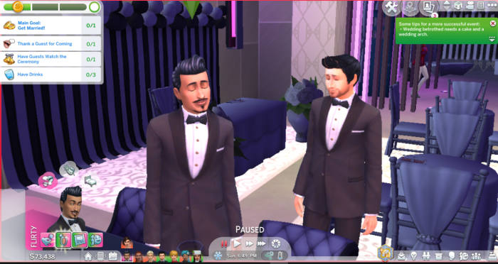 Use both your Sims who are getting married to divide and conquer the interaction requirements. Queue them each up to perform the interactions.