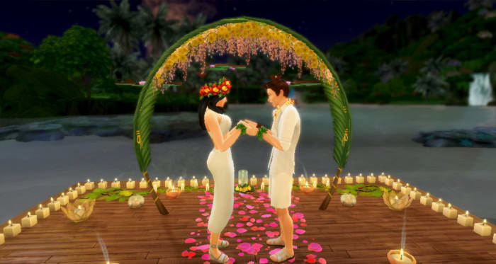 Find the perfect venue. Search the gallery for the perfect wedding venue if you can't build your own. It would be nice if a stuff pack included a chapel or reception hall.