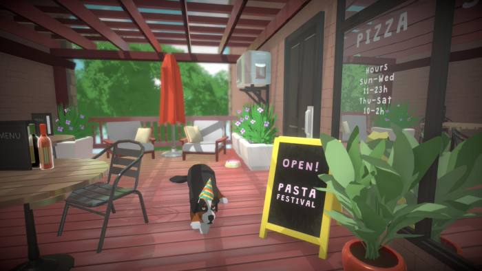 Pets have been confirmed for the base game! You can also see that this adorable doggo is sitting outside a restaurant!