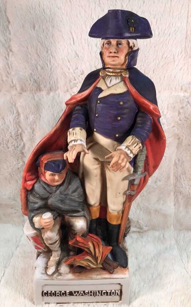 Vintage McCormick Americana GEORGE WASHINGTON PATRIOTS Decanter Porcelain Figure: Features George Washington and stands approximately 13 and a half inches tall. McCormick Distilled Co 4/5 quart collectors bottle.