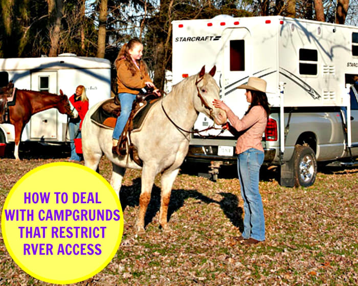 RV parks have many restrictions. Some will allow horse camping while others will not.