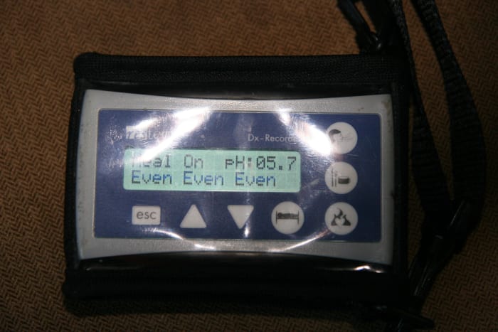 The Restech recording device. Parents log events such as sleeping or eating on the device. A written log of eating and sleeping habits is also kept.