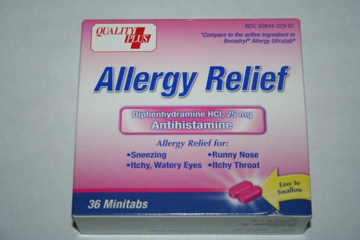 Walmart allergy relief for 88 cents. This is more like Benedryl which would be taken for occasional allergy attacks.