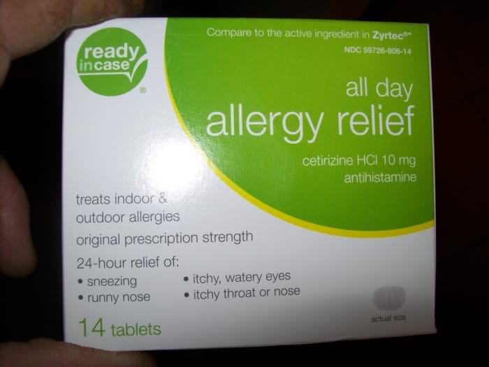 Citirizine HCL - generic Zyrtec, at time of publication, $0.88 for a 14 count box at Walmart