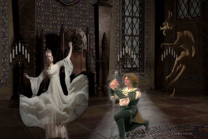 Composite: Dragon and background: RAWexchange | model Jl modelstocks | knight (cobweb stock)