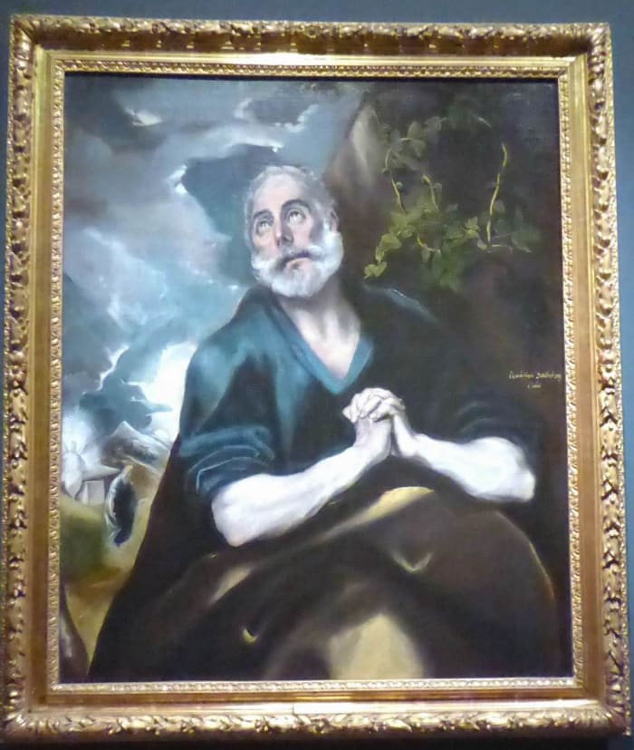 This is one of El Greco's favourite subjects. He painted at least six versions of The Tears of Saint Peter/ Image by Frances Spiegel with permission from The Wallace Collection.