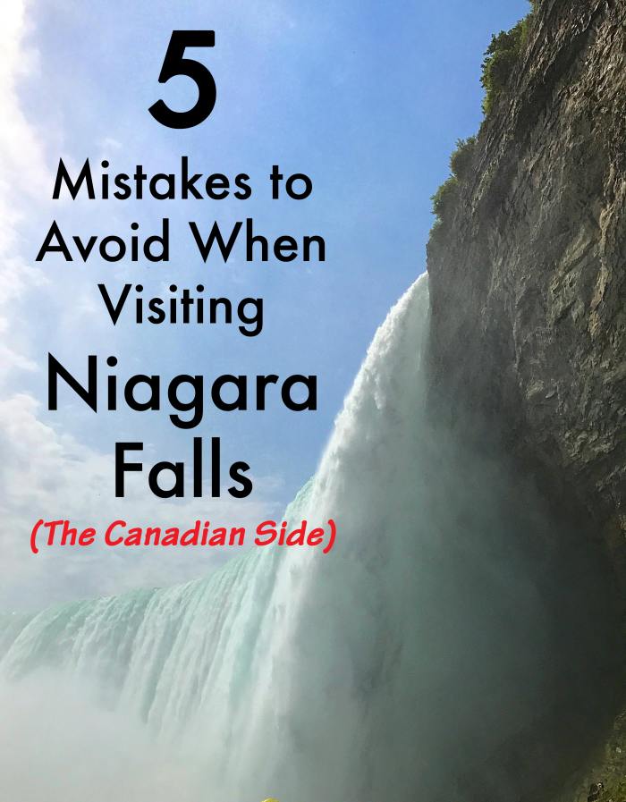 5 mistakes you can avoid if you visit Niagara Falls on the Canadian side. This is a view of the falls from the platform of the "Journey Behind the Falls" attraction.