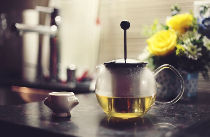 Valerian root tea amongst other relaxing caffeine-free teas may help slip your body into restful sleep.