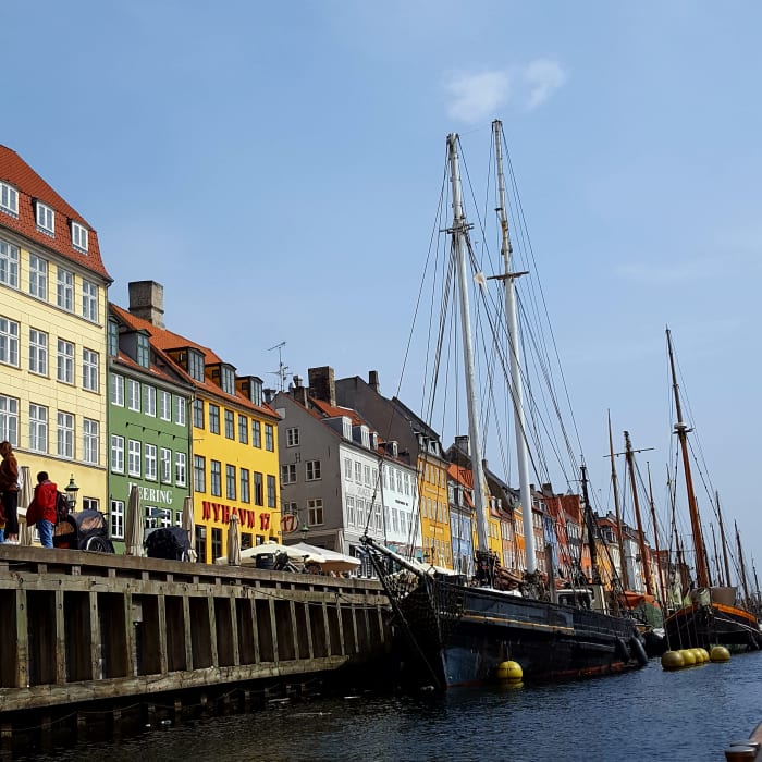 The brightly coloured houses of Nyhavn line the canal. This is where the famous, Hans Christian Andersen wrote his popular fairytales.