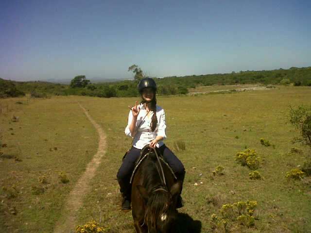 Thin me on a horse. Here I am, happily pretending that I'm not getting motion sickness at all.