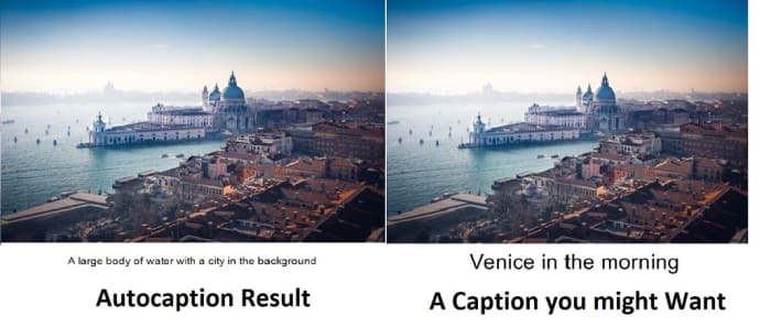 Comparison of automatic and human captioning