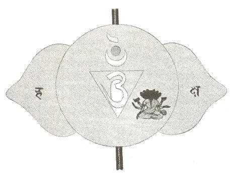 A traditional drawing of the Third Eye Chakra, or Ajna. This chakra aligns with the color of indigo or purple.