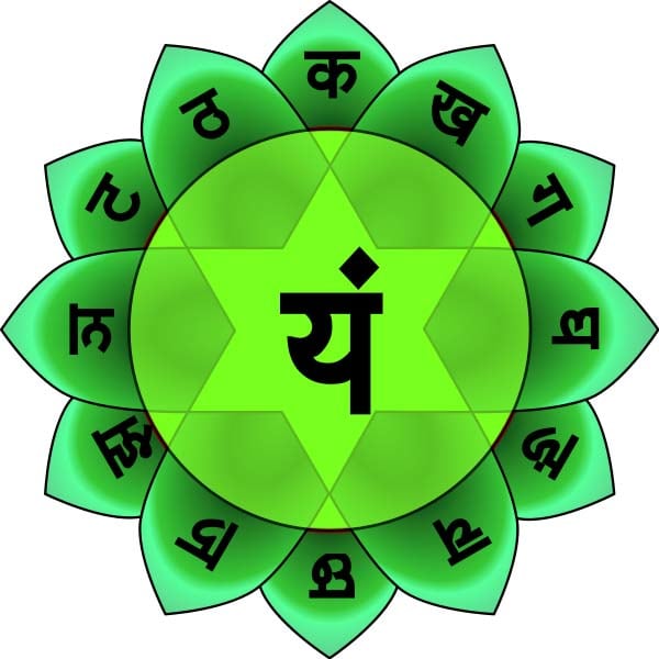 The symbol for the heart chakra, or Anahata.