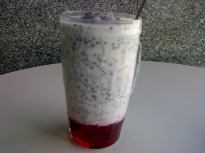 Falooda is an Indian basil seed drink.