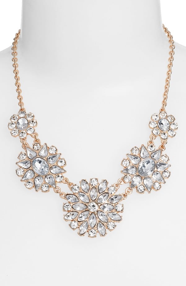 Pretty crystal flower statement necklace that you can wear with a solid colored dress to go out salsa dancing!