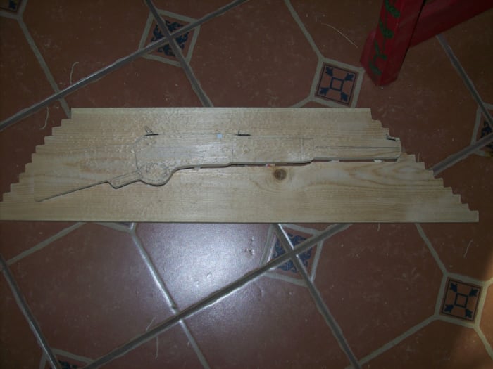 After cutting the rifle out, you will see that it will give a nice 3d feel once it is painted.