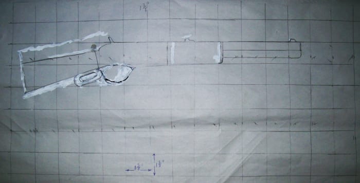 This template will show an image the size you want to cut out of your board. It should be about 22" long - 1 3/8" squares on a side.