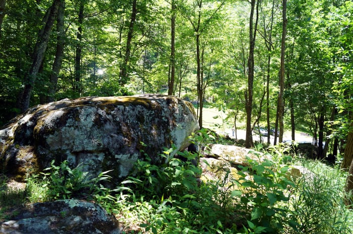 The retreat center was surrounded by lots of forest. These rock outcroppings proved to be a great place for sitting and meditating.