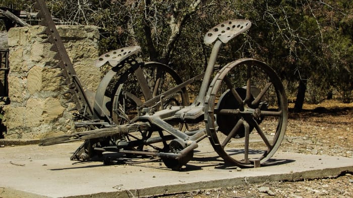This was first used to cut hay for drying so a hay baling machine could bale the hay for storage, but this was the first bush hog for it cut high weeds and saplings that lived near a farmer's field.