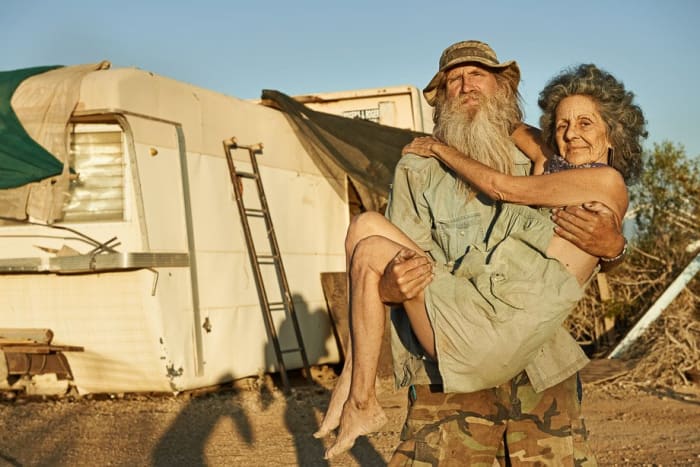 Two Residents of Slab City. Dave and Lizzie have been living full time in Slab City for more than ten years.