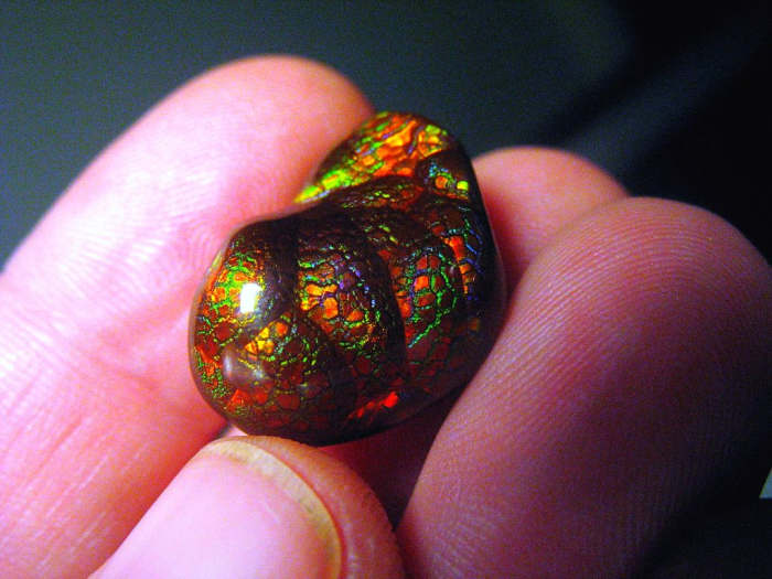 Fire agate is an iridescent red variety that often includes flashes of other colours.
