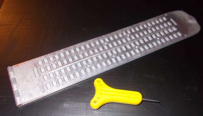 The slate and stylus is an option for people who need an easily portable way to write in braille.