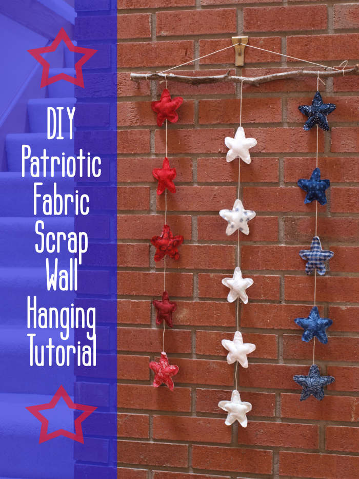 Perfect for the 4th of July, this DIY rustic patriotic star wall hanging is easy to make, and it's a great fabric scrap buster.