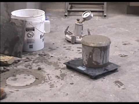 To get the unit weight of a sample of concrete, you must get the weight of a full container of concrete, subtract the weight of the empty container, and divide that by the volume of the container.