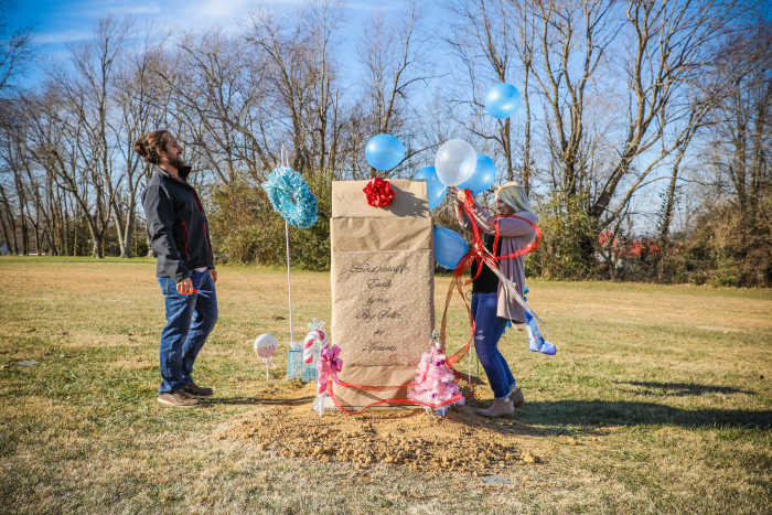 We had our gender reveal at Mila’s grave site. Her stone hadn’t been set yet, just the concrete slab had been poured. If she was still here she would’ve been a big part of the day, and we wanted that to be true regardless.