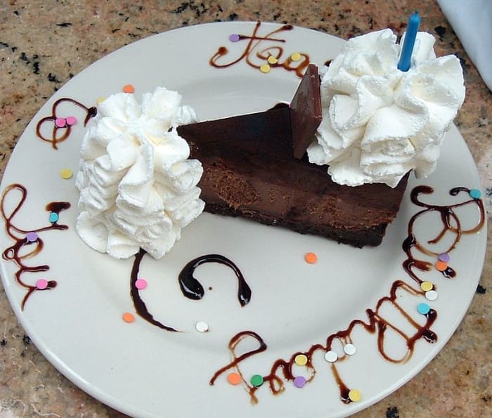 Birthday cake and cream. The chocolate cake is truly one of those good things that are incomparable.