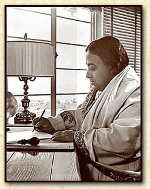 Paramahansa Yogananda writing his Autobiography of a Yogi, at Self-Realization Fellowship’s Hermitage in Encinitas, California