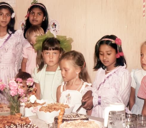 Russian Children, My Sisters and Myself at My Little Sister's Birthday Party