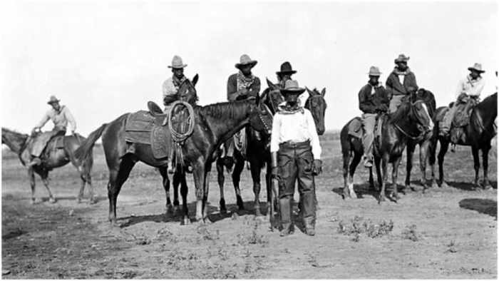 Men on horseback at the Negro State Fair in Bonham, Texas, early 20th century